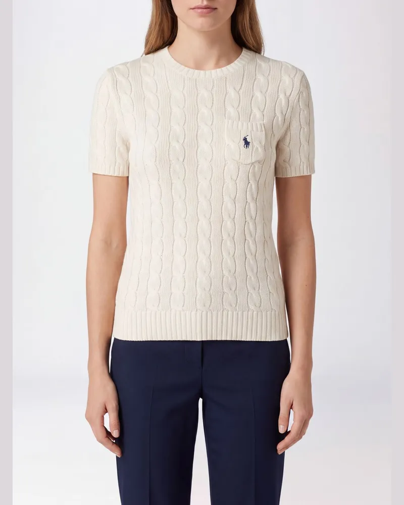 Ralph Lauren Kurzarm-Rundhalspullover aus Wolle und Kaschmir Cream