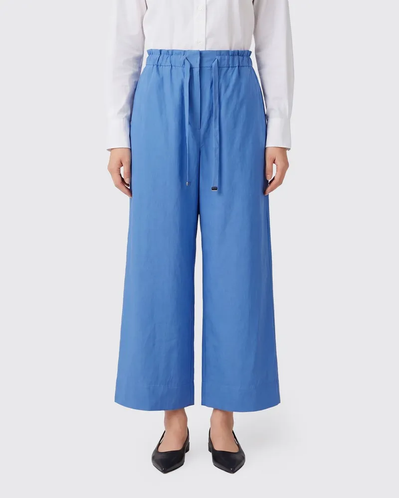 Max Mara Weite Leinenhose Blau