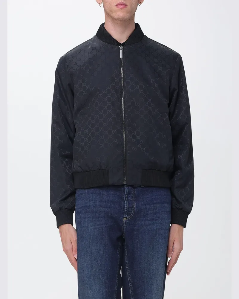Gucci Wendbare Bomberjacke aus Nylon mit GG-Monogramm Schwarz