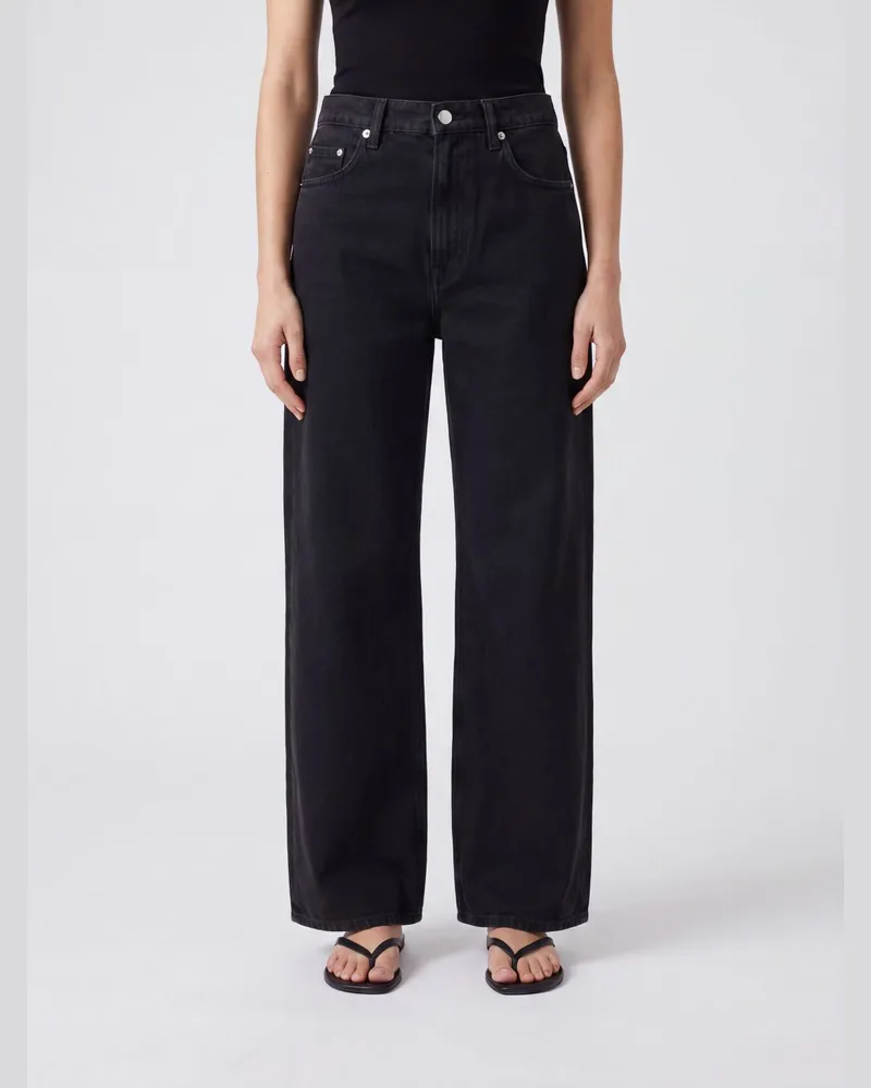 Haikure Hoch taillierte Winny Jeans von mit weitem Bein aus Bio-Baumwolldenim Schwarz