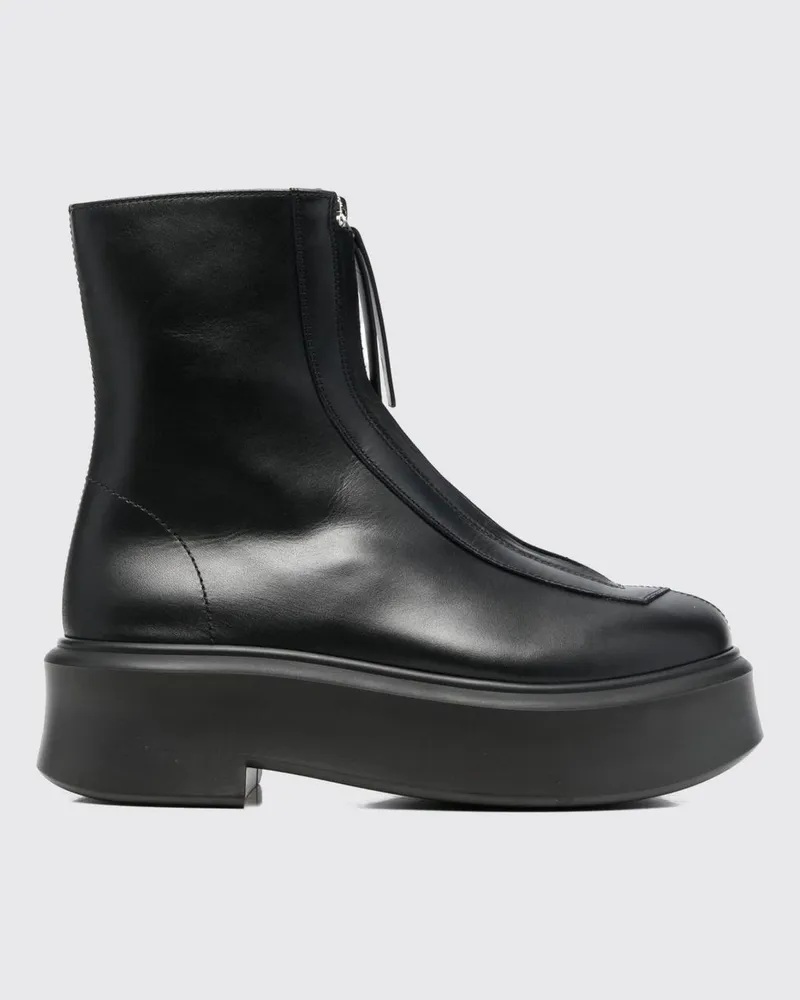 The Row Stiefeletten aus Glattleder mit Plateausohle und Reißverschluss Schwarz
