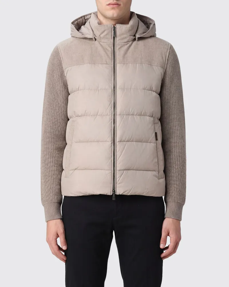 MOORER Gesteppte Daunenjacke Jesse-STP aus Wolle und Kaschmir mit Kapuze Beige
