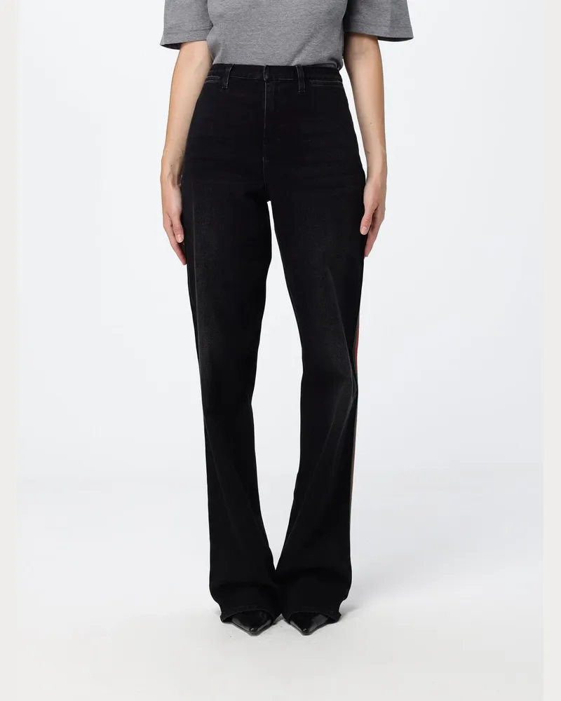 Gucci High-Waist Straight-Jeans aus Baumwolldenim mit Web-Logo Schwarz