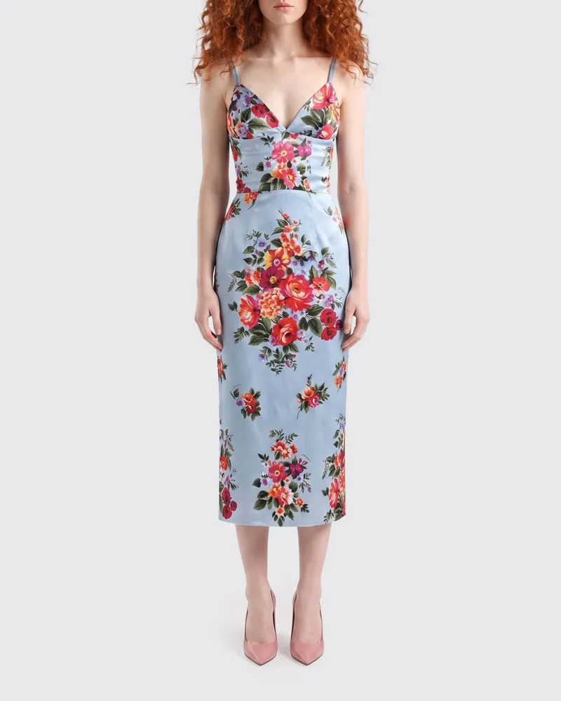 Dolce & Gabbana DOLCE  GABBANA Midi-Kleid aus Satin Dolce & Gabbana Bunt
