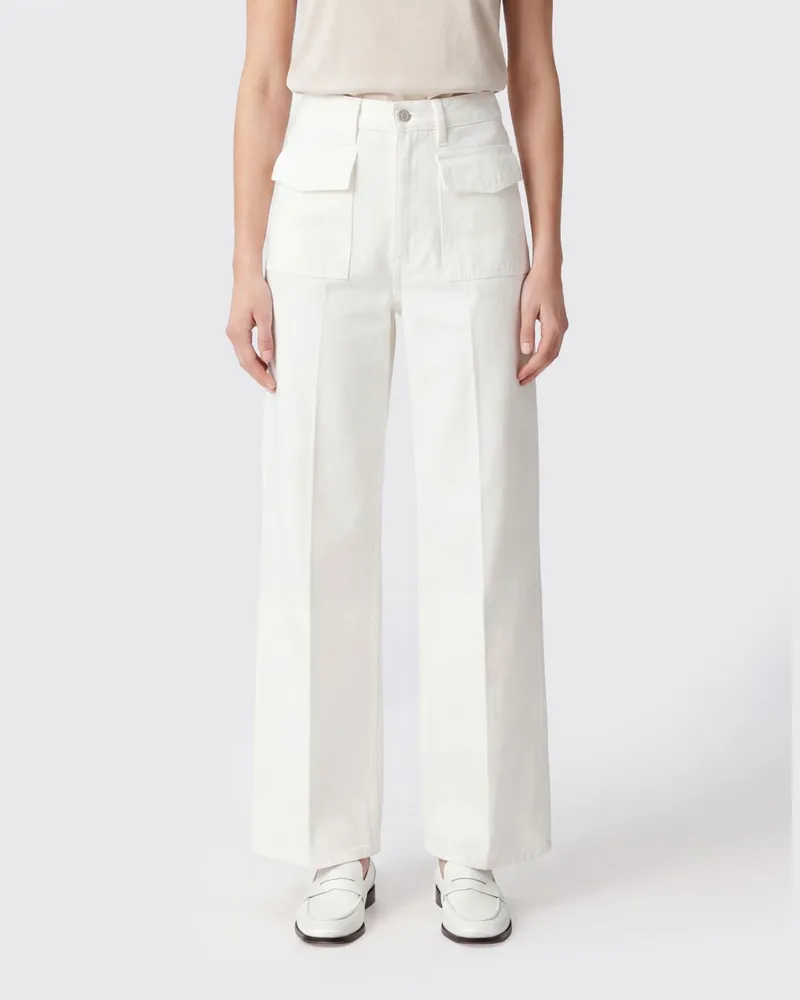 Frame Denim The Bow Wide-Leg Jeans aus mittelhohem Baumwolldenim Weiß