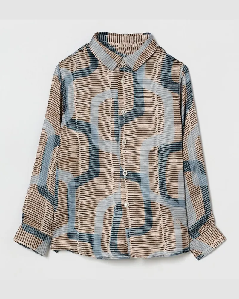 Manuel Ritz Bedrucktes Baumwollhemd Beige