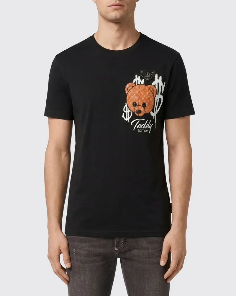 Philipp Plein T-Shirt aus Baumwolle mit Teddybär-Print und Kontrastlogo Schwarz