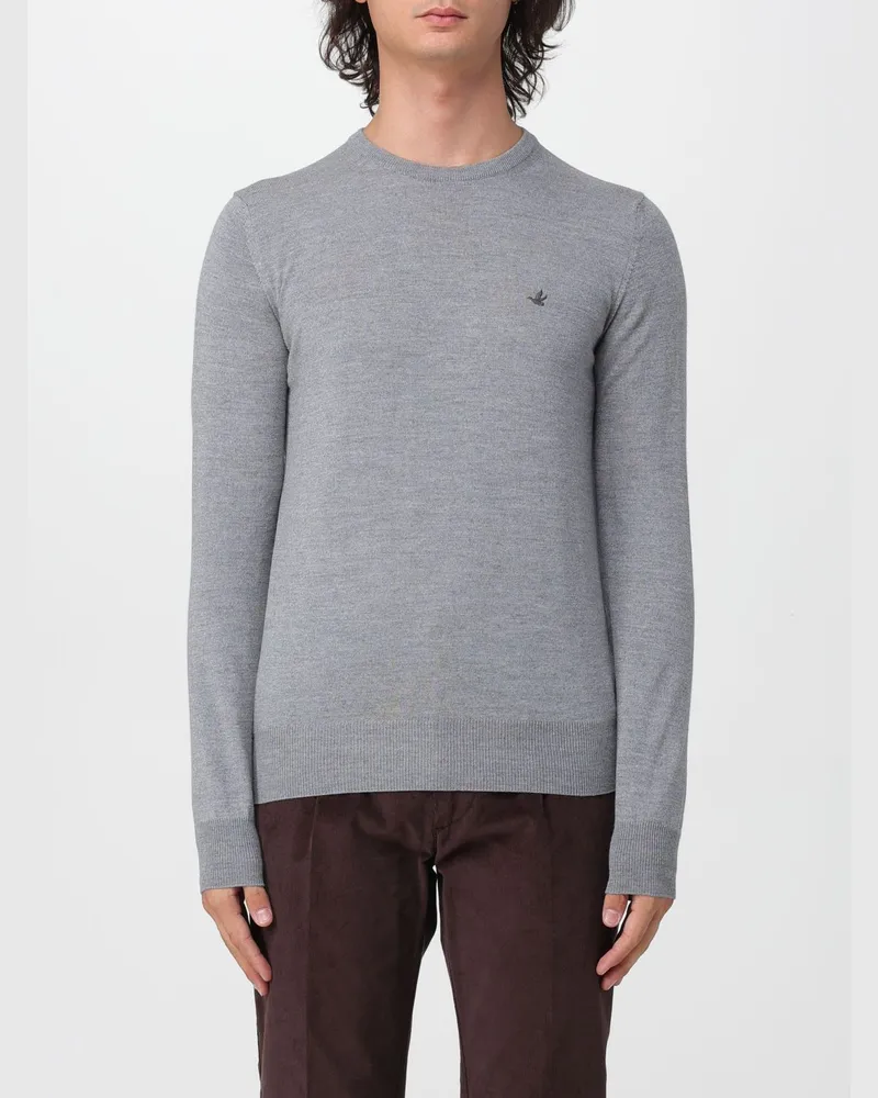Brooksfield Wollpullover mit Rundhalsausschnitt, langen Ärmeln und Rippbündchen Grau