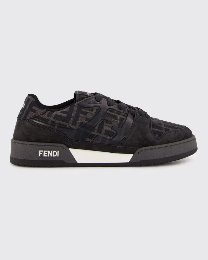 Fendi Match Sneakers aus Leder und Mesh mit FF Jacquard Monogramm Grau