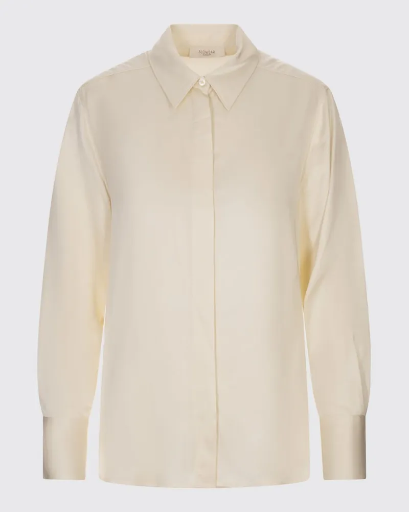 Glanshirt Pullover damen Weiß