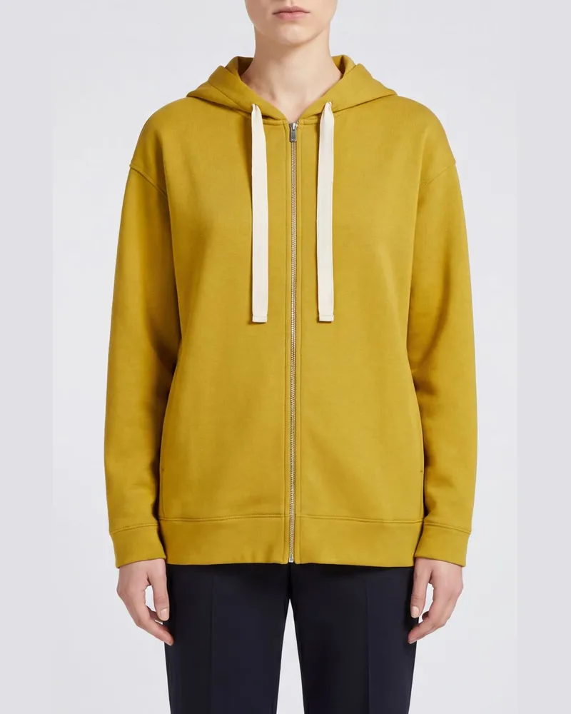 Max Mara Doria Hoodie aus Baumwollmischung mit gesticktem Logo Gelb