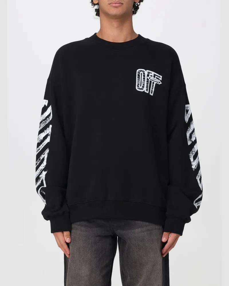 OFF-WHITE Relaxed Fit Baumwoll-Sweatshirt mit Rundhalsausschnitt und Arrow- und Diagonal-Prints Schwarz