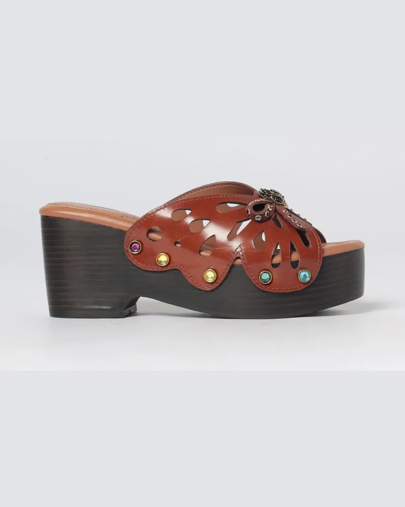 Kurt Geiger Butterfly Keilsandalen aus Leder mit Strasssteinen Braun