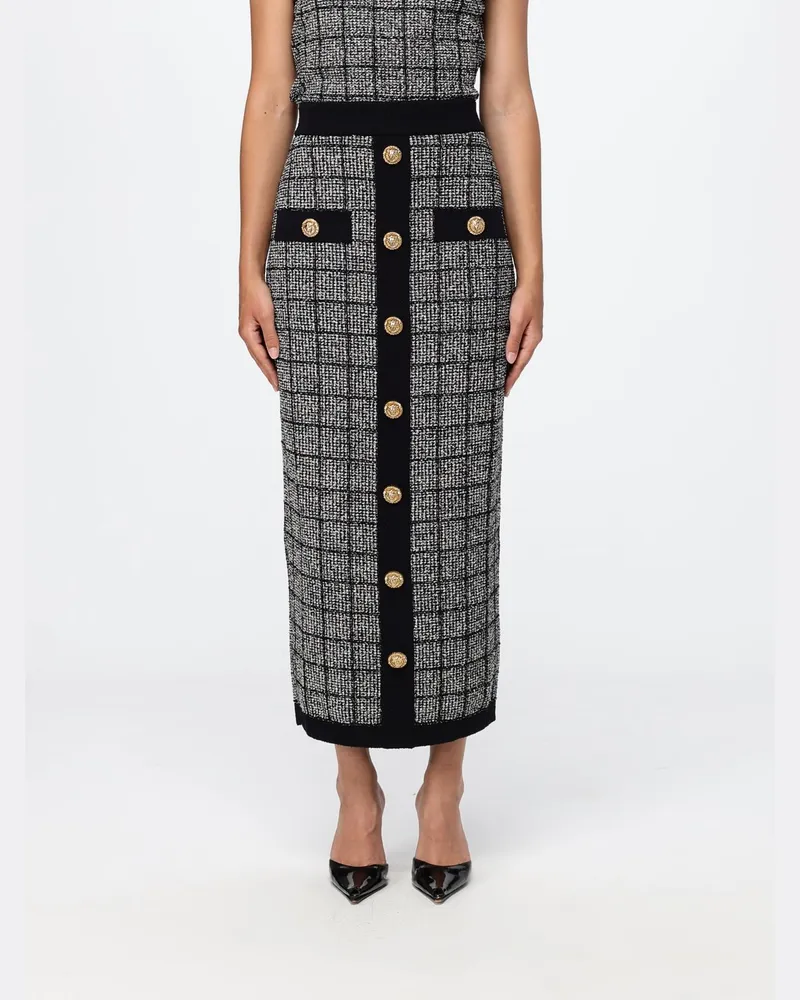 Balmain Gestrickter Midi-Rock Schwarz