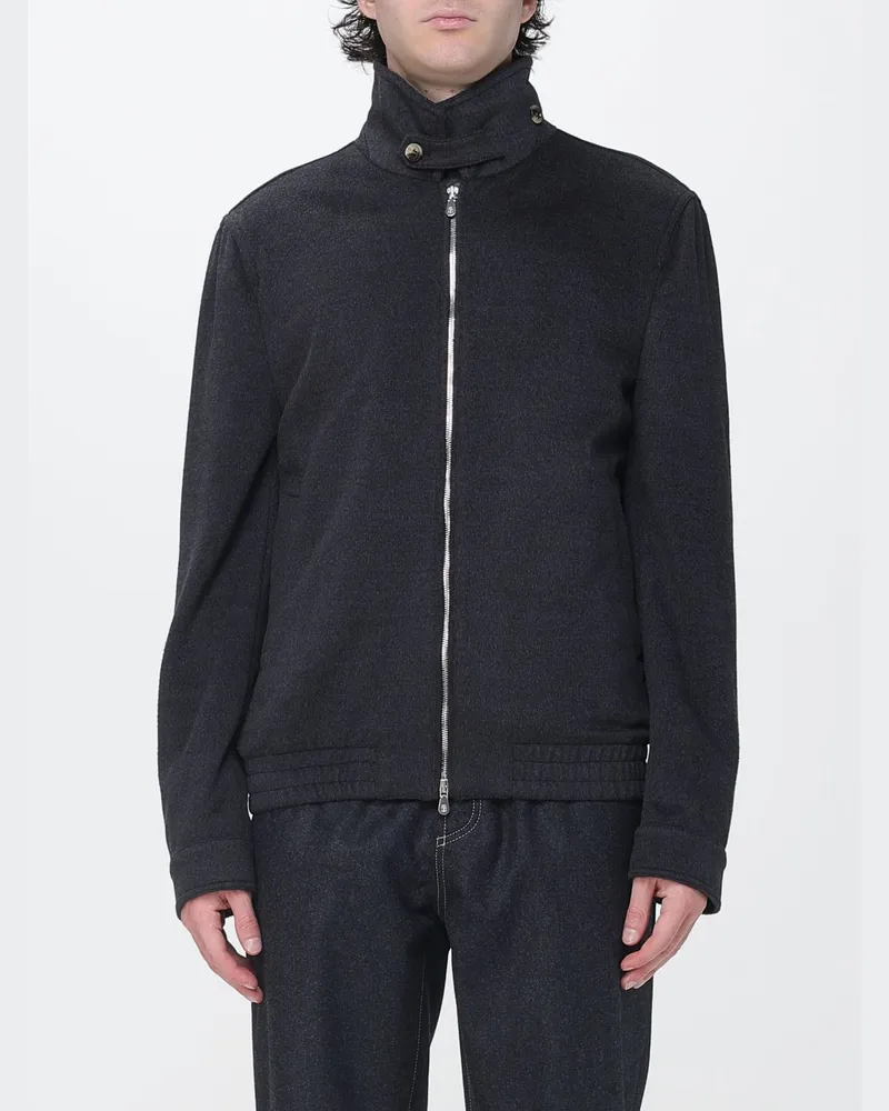 Brunello Cucinelli Woll-Bomberjacke mit Stehkragen und Reißverschluss Charcoal