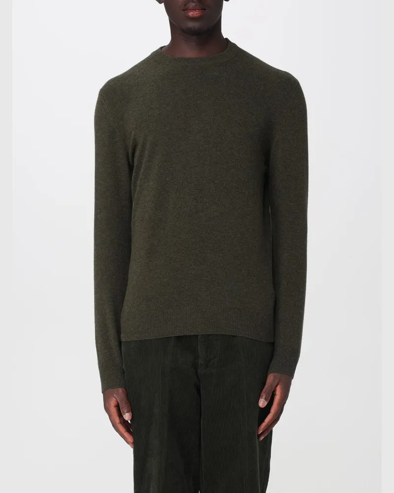 Brooksfield Wollpullover mit Rundhalsausschnitt mit gerippten Bündchen Military
