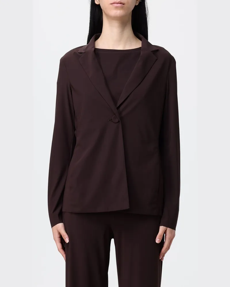 Maliparmi Einreihiger kurzer Jersey-Blazer mit Ein-Knopf-Verschluss Dark