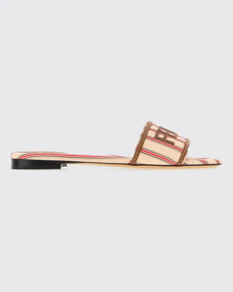 Fendi Sunshine Hausschuhe aus gestreiftem Canvas Pink