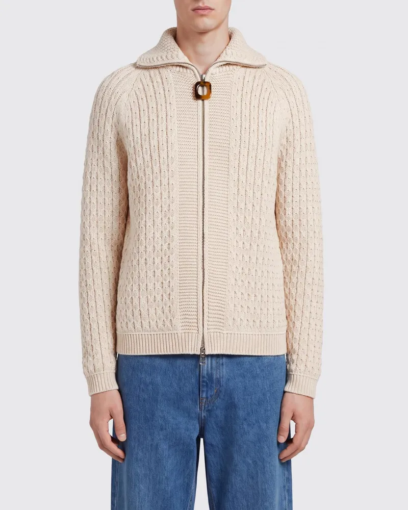 J.W.Anderson Strickjacke mit Reißverschluss aus Baumwollmischung mit Rippbündchen Beige