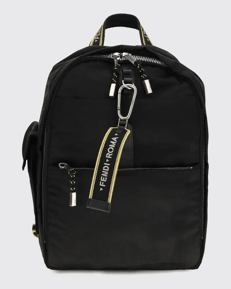 Fendi Climb Nylon-Rucksack mit verstellbaren Schultergurten und Logo-Tragegriff Schwarz