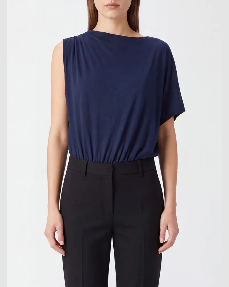 GIMAGUAS Slim-Fit One-Shoulder-Body aus Stretch-Baumwolle Blau