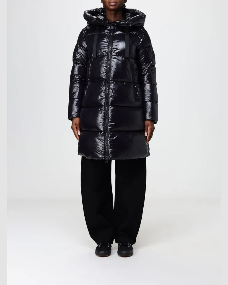 Save The Duck Langer Daunenmantel Isabel von aus Polyester mit Kapuze und ThermoPlume®-Wattierung Schwarz