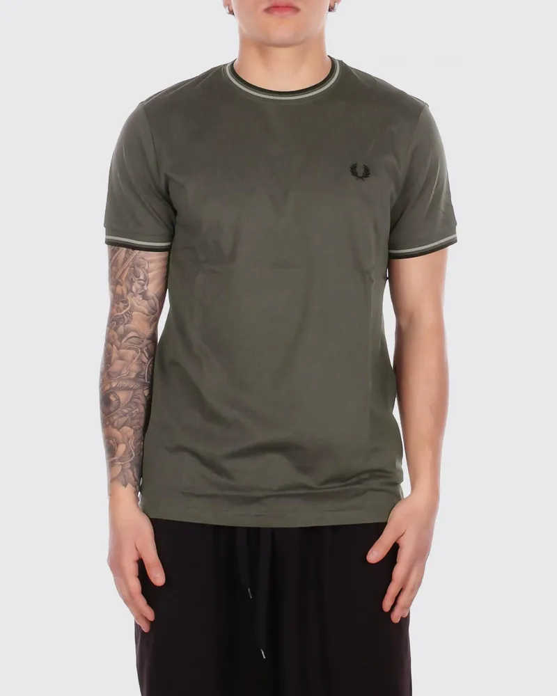 Fred Perry Baumwoll-T-Shirt mit Logo Waldgrün