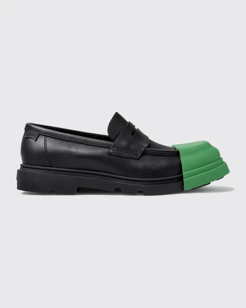 Camper Zweifarbige Junction Loafer aus glattem Kalbsleder mit gezahnter Sohle Schwarz