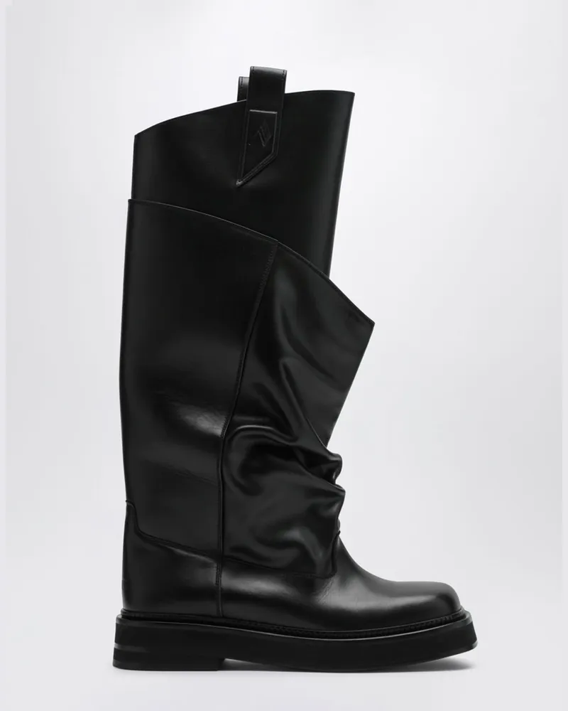 ATTICO La Passeggiata Stiefel aus drapiertem Leder Schwarz