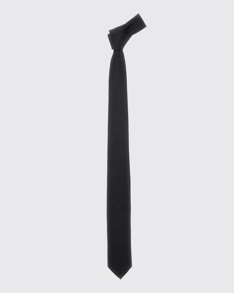 Emporio Armani Krawatte aus reiner Seide mit abstraktem Jacquardmuster Schwarz