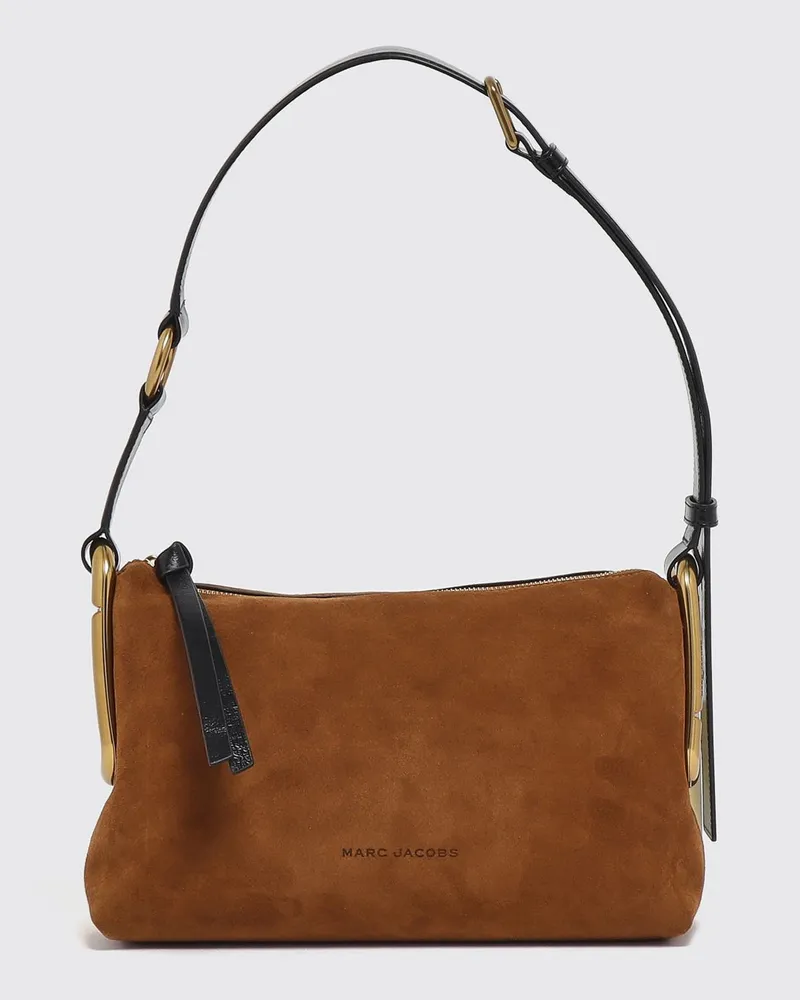 Marc Jacobs Schultertasche von aus Veloursleder mit metallischem Double J-Logo Kupferrot