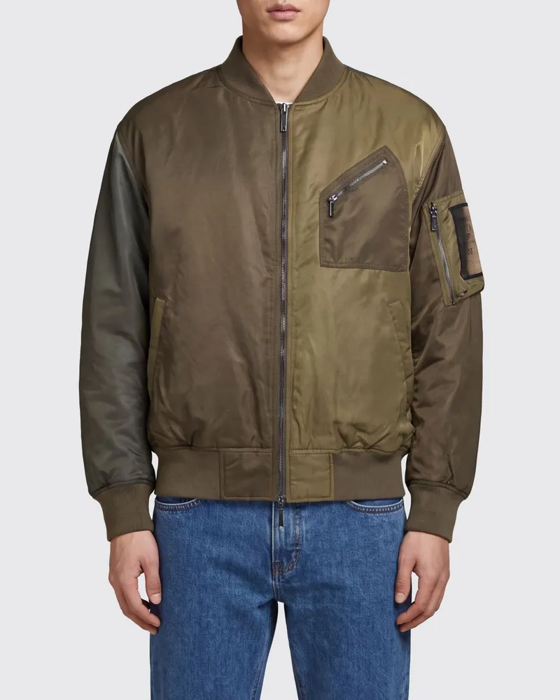 Emporio Armani Leichte Nylon-Bomberjacke mit Reißverschluss Grün