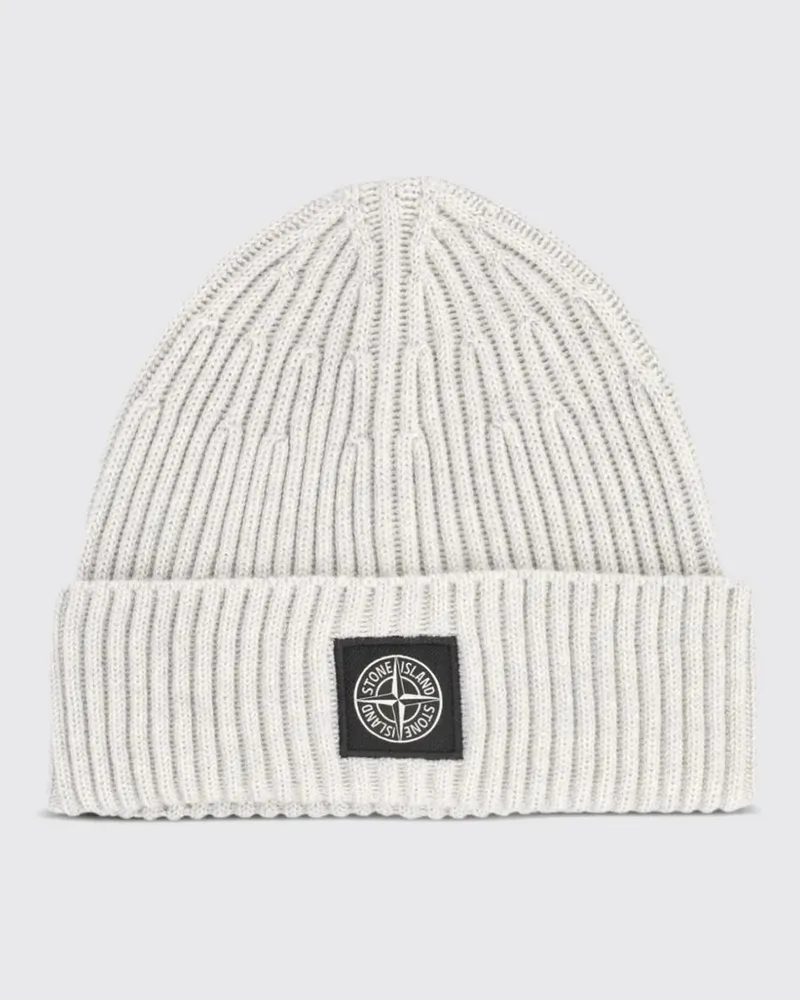 Stone Island Gerippte Beanie aus RWS-Schurwolle mit Compass-Logo-Patch Beige