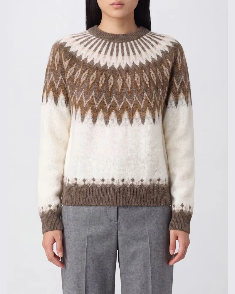Roberto Collina Slim-Fit-Pullover aus Alpakawollmischung mit Ethno-Muster Taubengrau