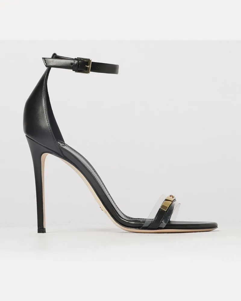 Elisabetta Franchi Ledersandalen Schwarz