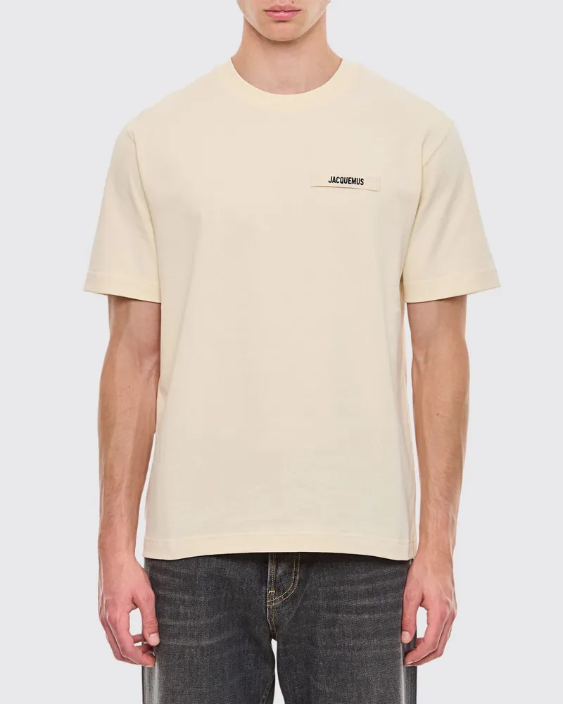 Jacquemus Baumwoll-T-Shirt mit Rundhalsausschnitt und kontrastierendem Applikationslogo Beige