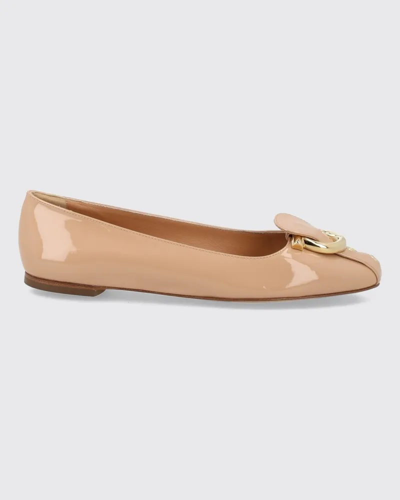 Ferragamo Ballerinas aus Lackleder mit Gancini-Plakette Beige