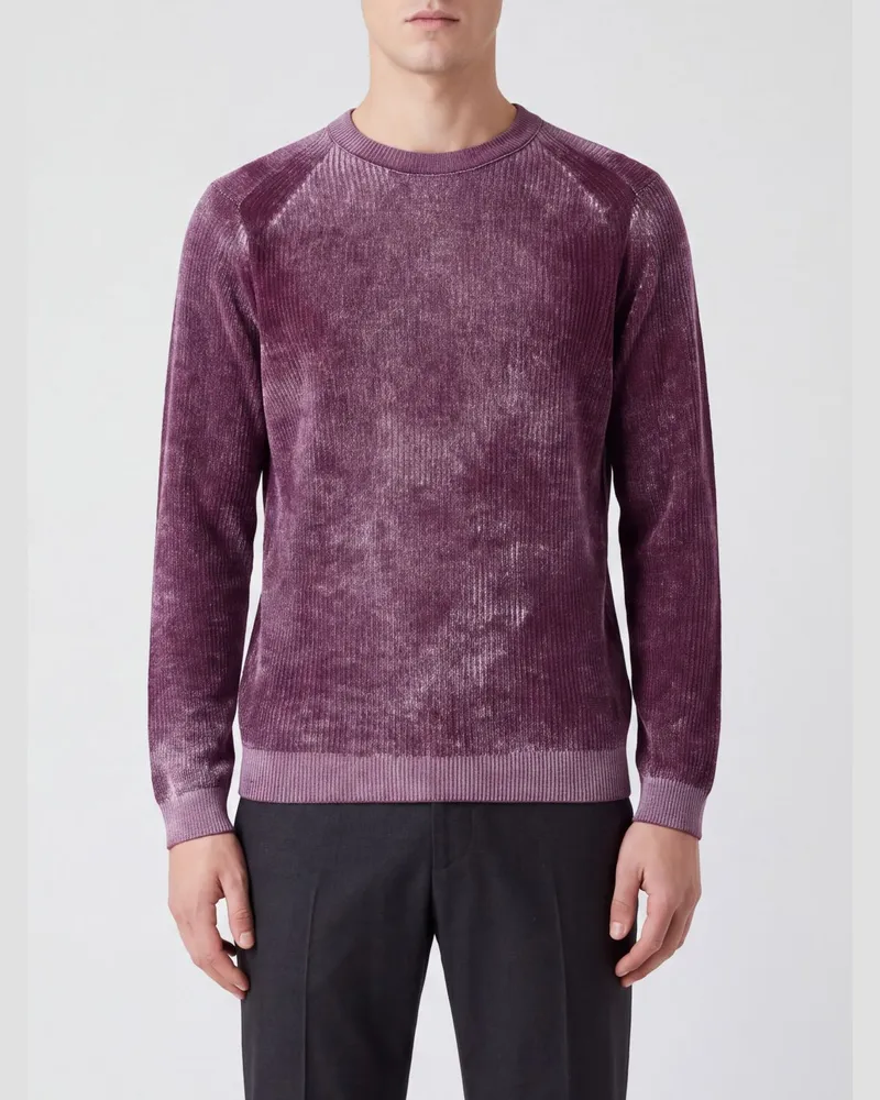 Emporio Armani Rundhalspullover aus Schurwoll-Kaschmir-Mischung Rot