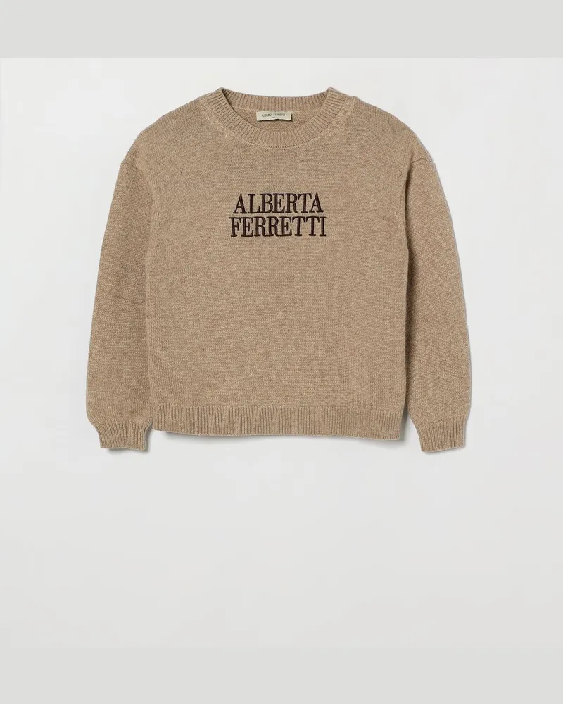 Alberta Ferretti Slim-Fit-Sweatshirt für Mädchen aus Baumwolle mit Spitze Taubengrau