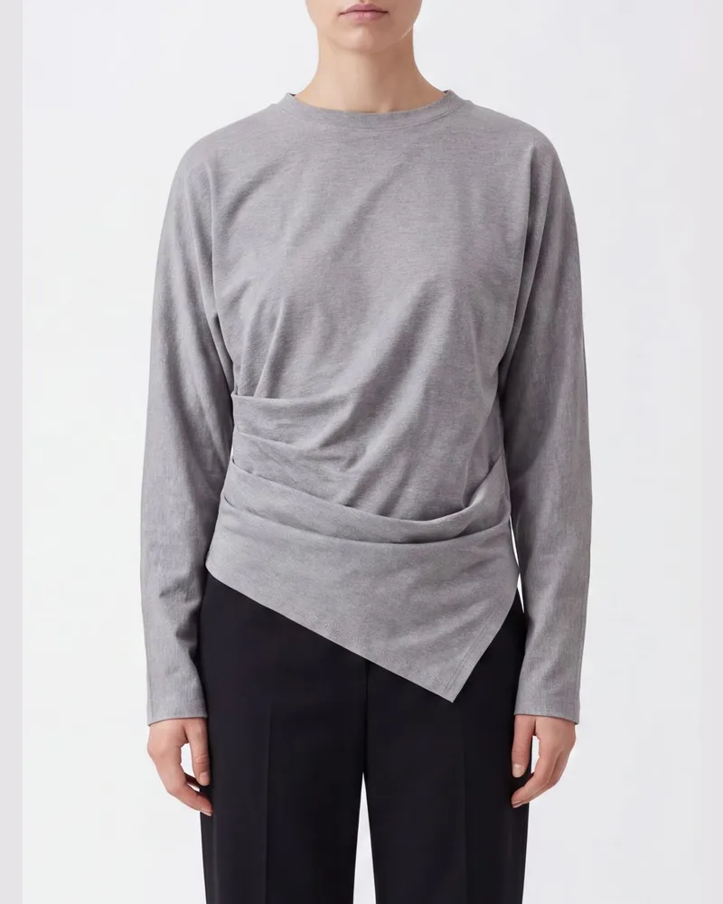Ganni Asymmetrisches Langarm-T-Shirt aus Bio-Baumwolle Gestreift