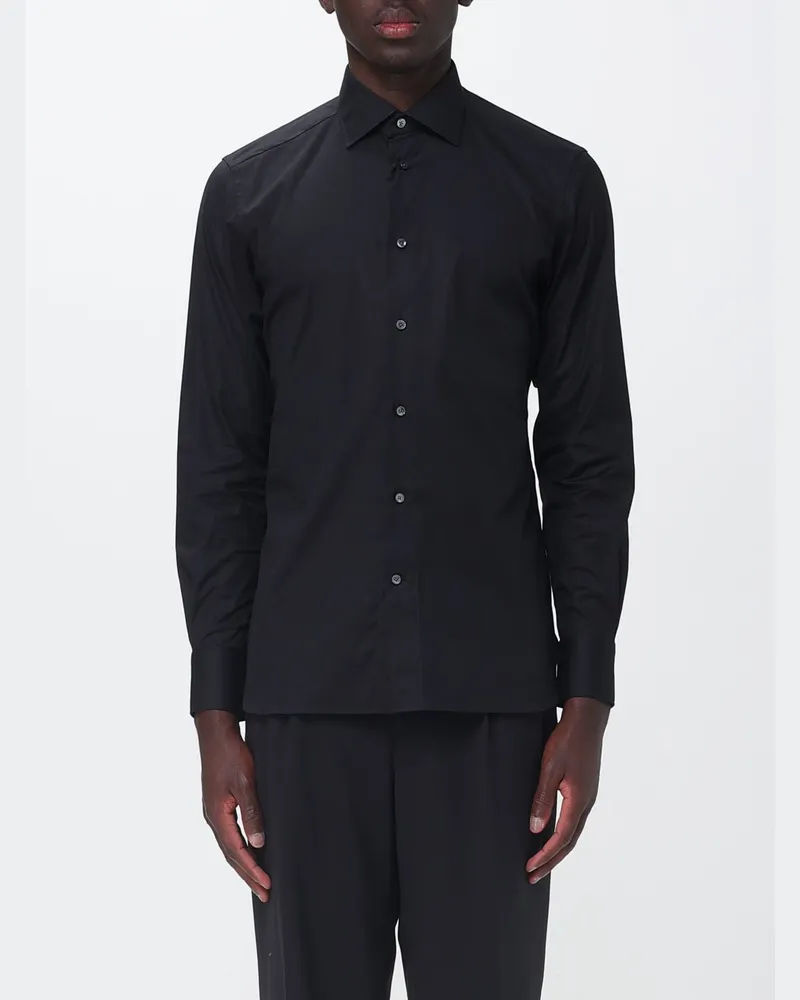 Ermenegildo Zegna Klassisches Baumwollhemd Schwarz