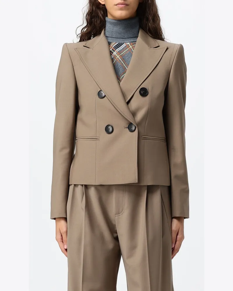 TELA Kurzer Zweireiher-Blazer mit steigendem Revers Natural