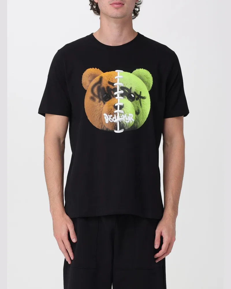 DISCLAIMER Slim Fit Baumwoll-T-Shirt mit Teddybär-Print Schwarz