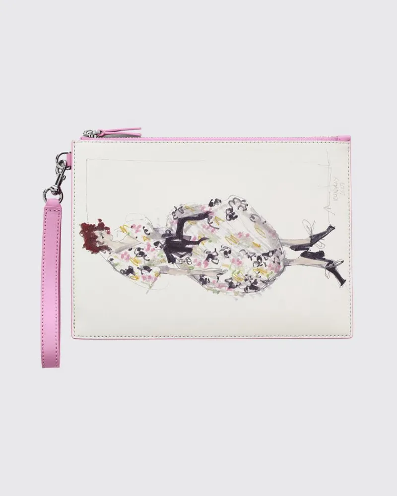 Marc Jacobs The Runway Illustration Clutch aus Leder mit Grafikdruck Pink
