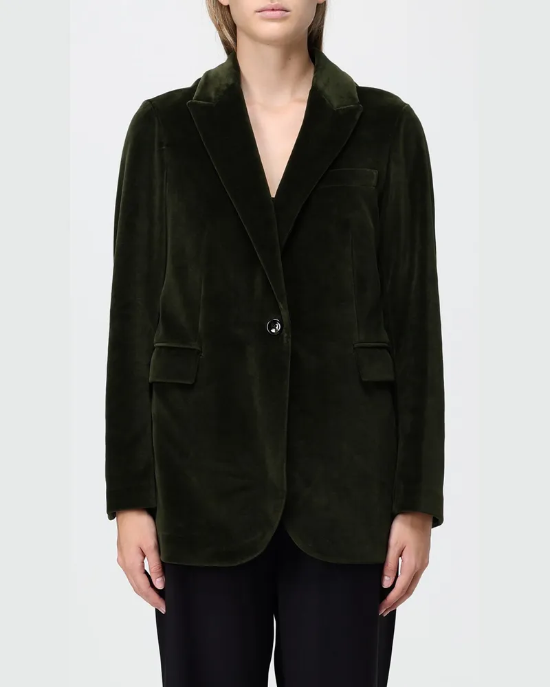 CIRCOLO 1901 Einreihiger Samt-Blazer mit steigendem Revers Grün