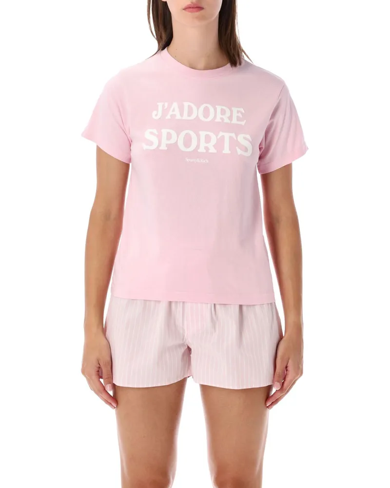 SPORTY & RICH SPORTY  RICH Sporty & Rich Slim Fit Baumwoll-T-Shirt mit kontrastierendem Slogan-Print Pink