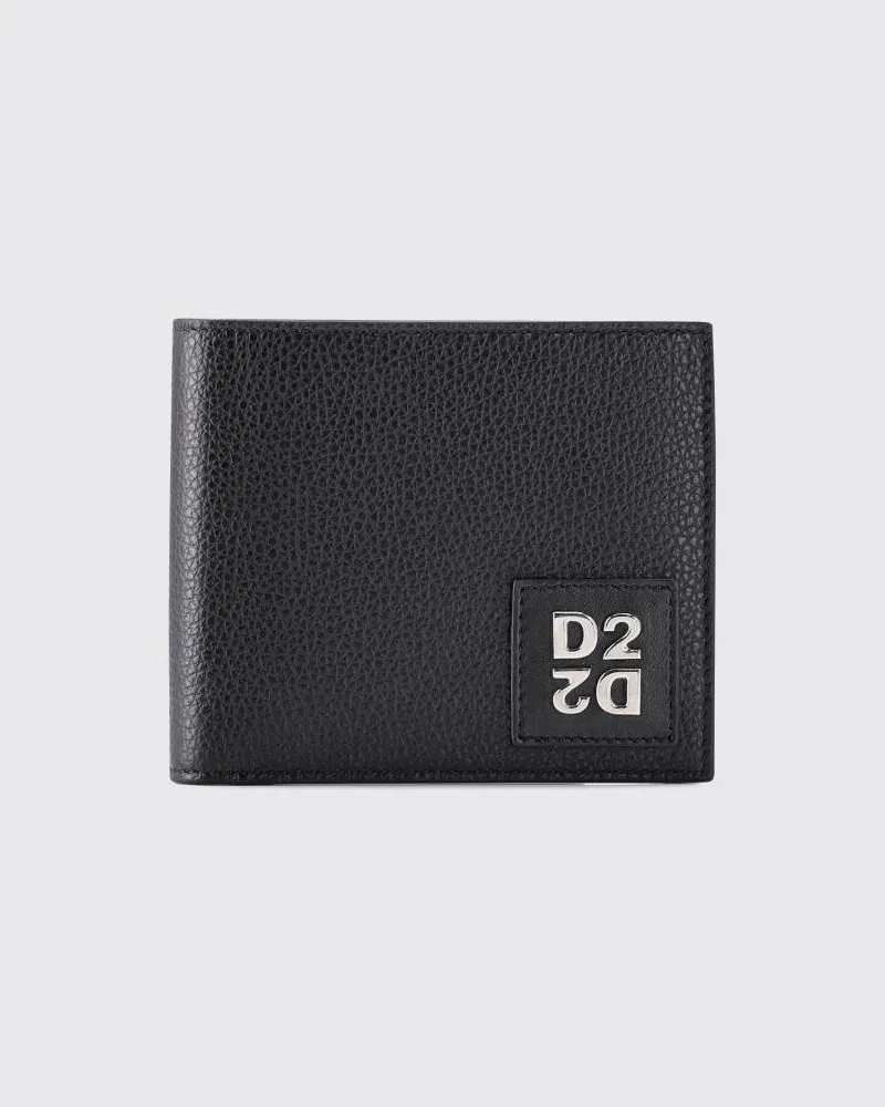 Dsquared2 Bifold-Geldbörse aus Leder mit kontrastierendem Logodruck Schwarz