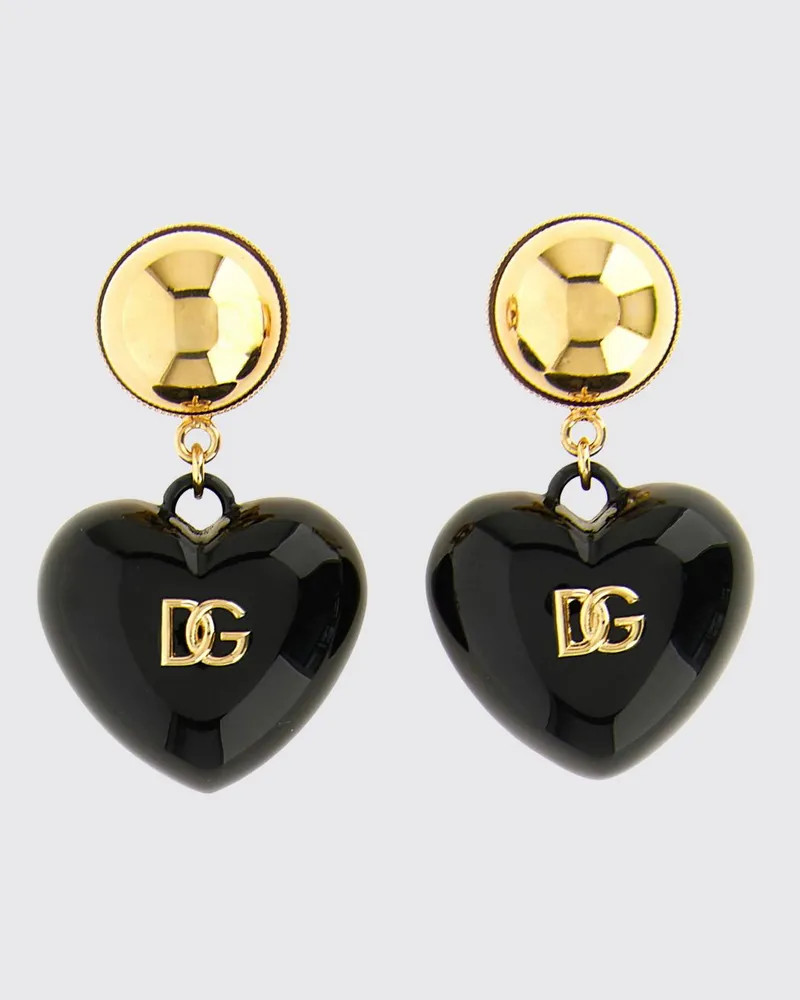 Dolce & Gabbana DOLCE  GABBANA Herzförmige Clip-Ohrringe Dolce & Gabbana mit DG-Monogramm Schwarz