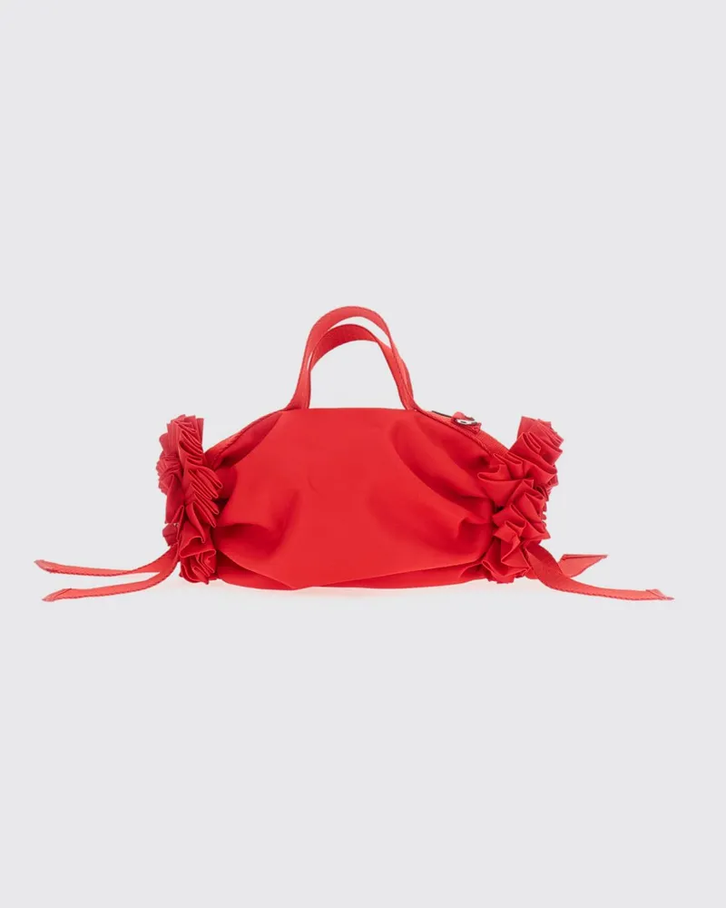 Simone Rocha Handtasche Double Ribbon von aus Nylon mit Schleife und Rüschen Rot