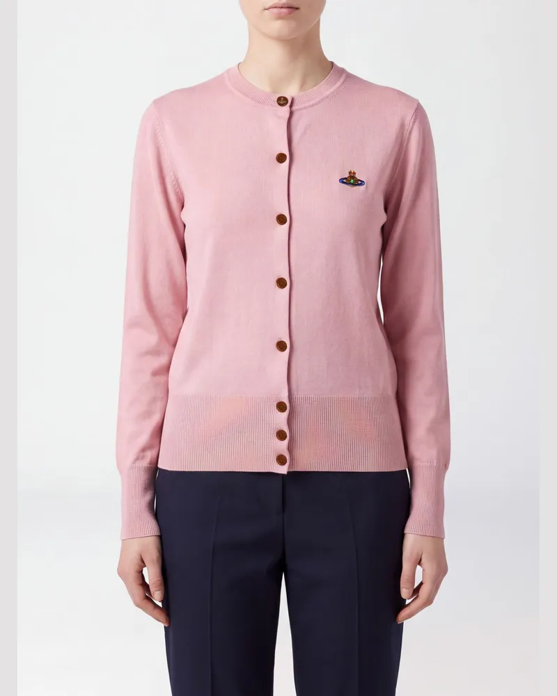Vivienne Westwood Rundhals-Cardigan aus Merinowolle mit gesticktem Orb-Logo Pink